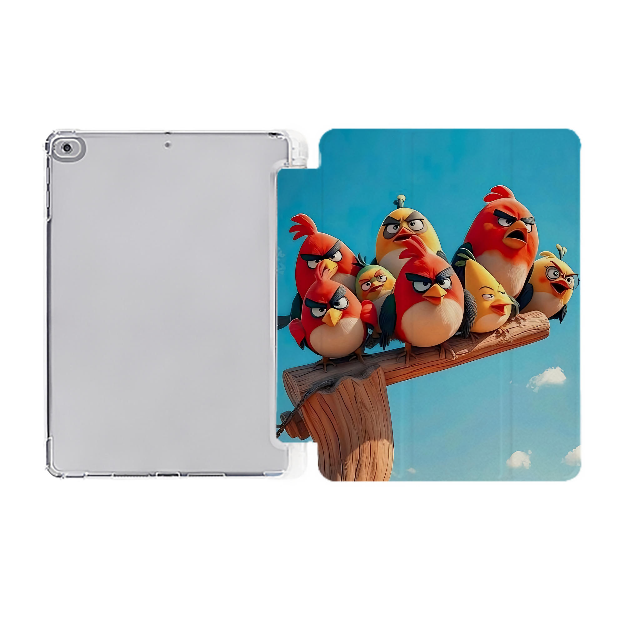 （画像用） Angry Birds アングリーバード IPad ケース ペン収納付き 三つ折りスタンド PUレザー×シリコン 対応機種9.5/10.5/10.9インチ